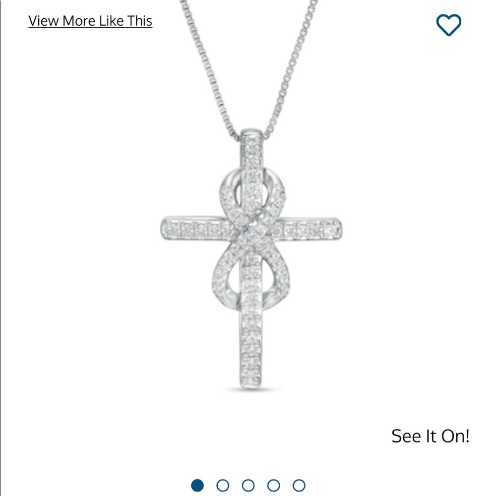 1/4 CT. T.W. Diamond Cross with Infinity Pendant in Sterling Silver.